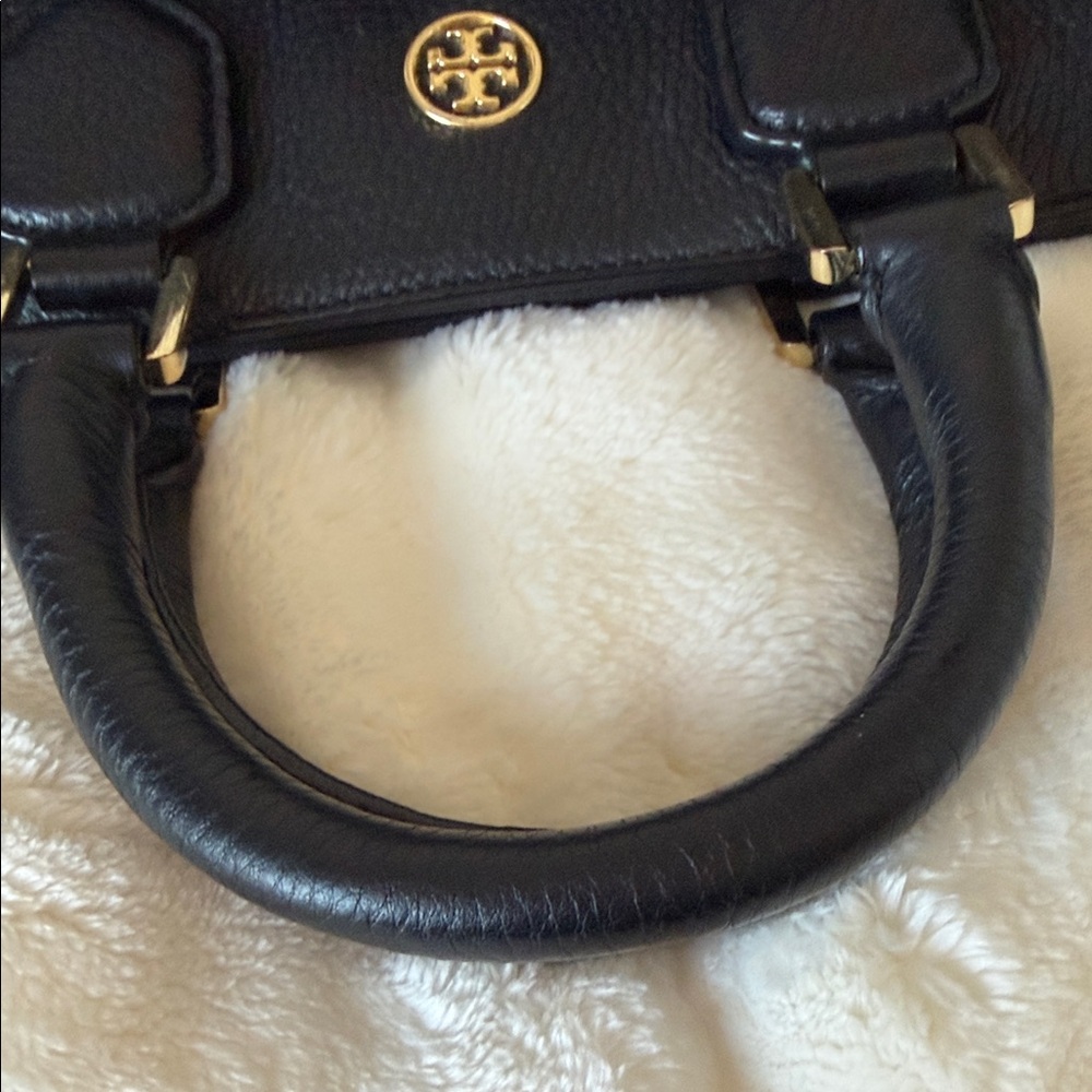Tory Burch Fleming Pebbled Black Leather Satchel - Picture 9 of 10